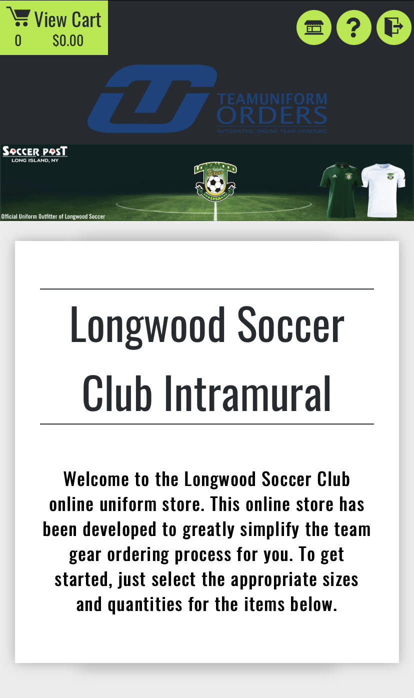 Intramural Uniform Welcome Page